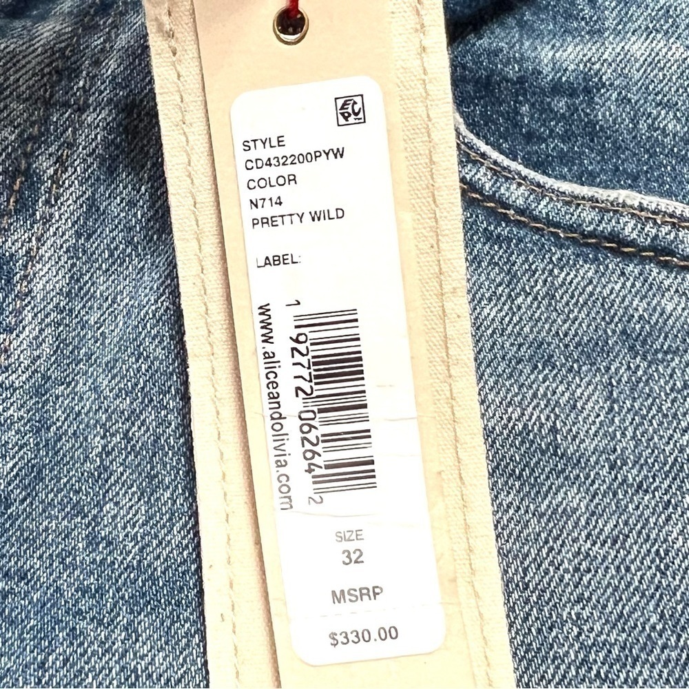 Alice + Olivia Amazing High Rise Girlfriend Slim Straight Animal Print Jeans 32 - Picture 14 of 16